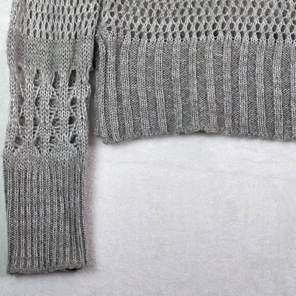Aeropostale Women's XS Knit Gray Sweater Intricate Open-knit Crochet Design - Picture 9 of 13